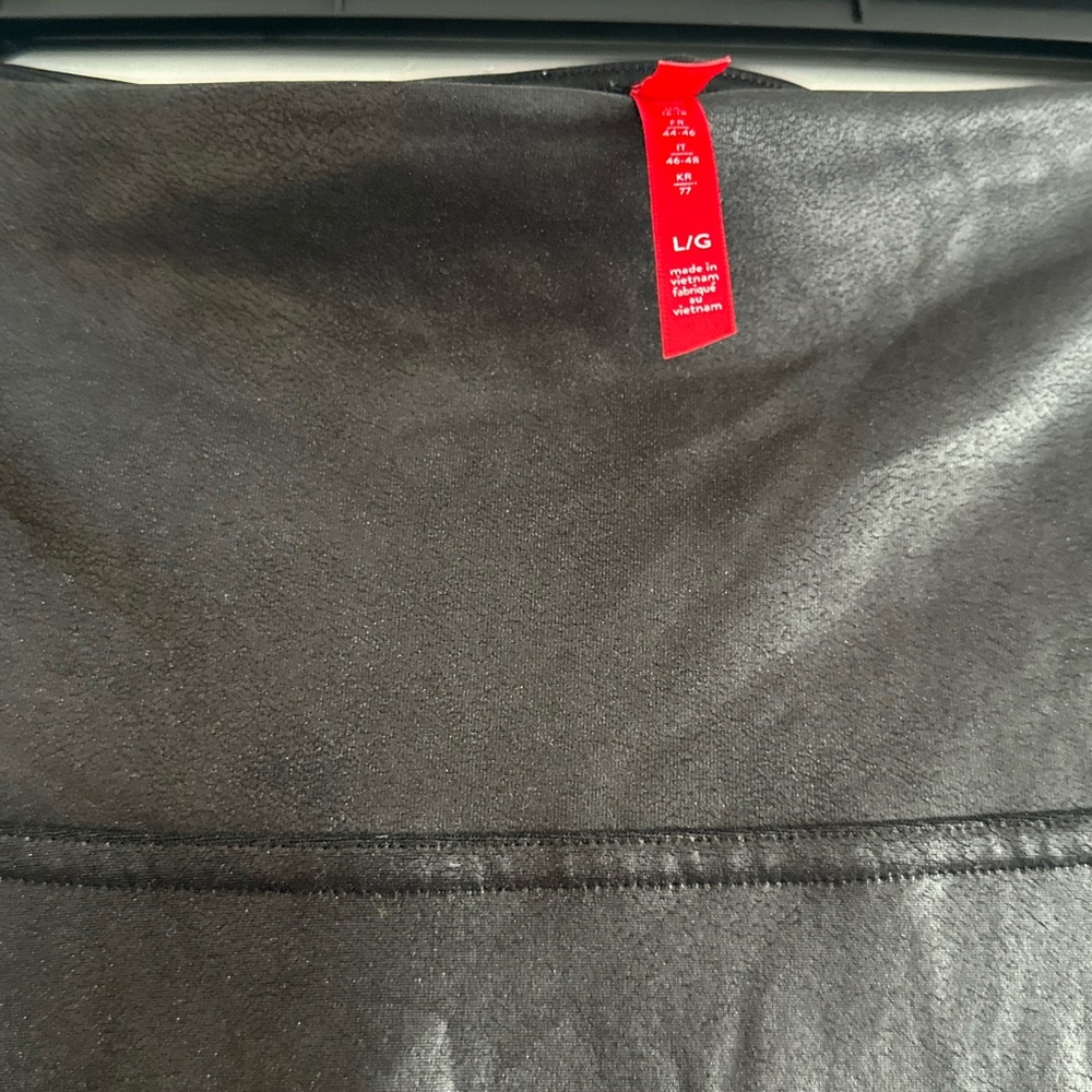 SPANX Black Faux Leather Leggings L - Picture 3 of 5